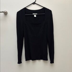 Black Long Sleeve Ribbed Top